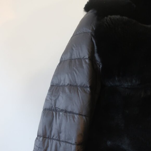 Womens Linda Richards Luxury Black Genuine Rex Rabbit Fur Puffer Jacket Coat XS - Picture 6 of 12